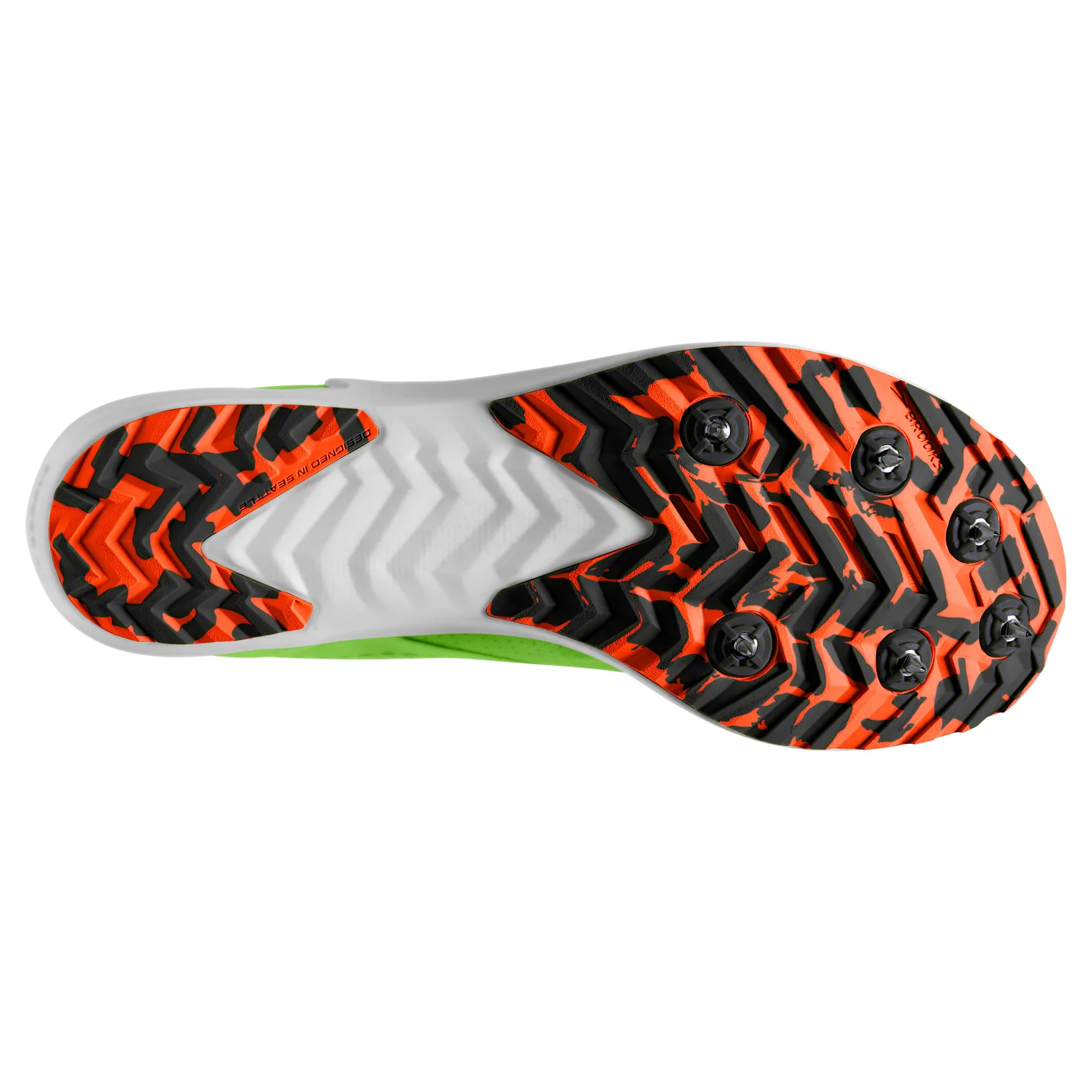 Brooks Shoe Inc. Unisex Draft XC Green Gecko/Red Orange/White
